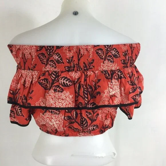Kopal Printed Off the Shoulder Biji Ruffle Crop - Picture 4 of 8